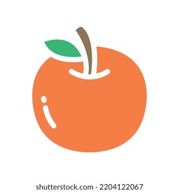 Ripe and fresh orange or citrus fruit silhouette flat line color for food apps and website. Round Organic Fruit, vegan, vegetarian icon. Vector illustration filled outline style. EPS10