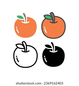 Ripe and fresh orange or citrus fruit silhouette flat line color for food apps and website. Round Organic Fruit, vegan, vegetarian icon. Vector illustration. Design on white background. EPS10