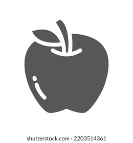Reife und frische, rote Apfelfrucht mit einer einzigen, grünen Silhouette flache Farbe für Lebensmittelapplikationen und Website. Bio-Früchte, veganisch, vegetarisch Symbol. Vektorgrafik-Umriss-Stil EPS10
