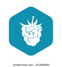 Ripe fresh smiling raspberry icon in simple style isolated vector illustration