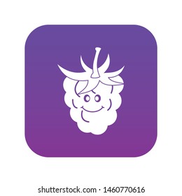 Ripe fresh smiling raspberry icon digital purple for any design isolated on white vector illustration