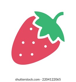 Ripe and fresh strawberry fruit or strawberries silhouette flat line color design for food apps and website. Organic Fruit, vegan, vegetarian icon Vector illustration filled outline style EPS10