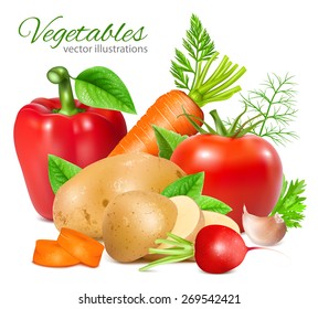 Ripe fresh vegetables. vector illustrations.