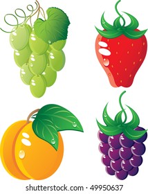 Ripe fruit icon set.  Isolated on a white background. All parts (object) closed, possibility to edit.