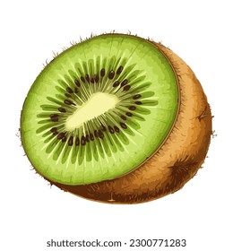 Ripe fruit Kiwi, fresh and healthy icon isolated
