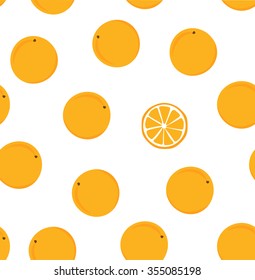 Ripe fruit on a plain pattern. Mandarin. Seamless vector texture with mandarin. Background with oranges. Rain of fruits. Citrus. 