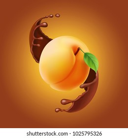 Ripe Fuit yellow ripe apricot, splash of brown chocolate