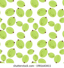 Patrón transparente de arándanos de gooseberry en un fondo blanco. Impresión de ilustración vectorial para tela y papel.