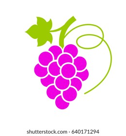 Ripe grape bunch vector icon illustration isolated on white background. Grapes eps clip art.