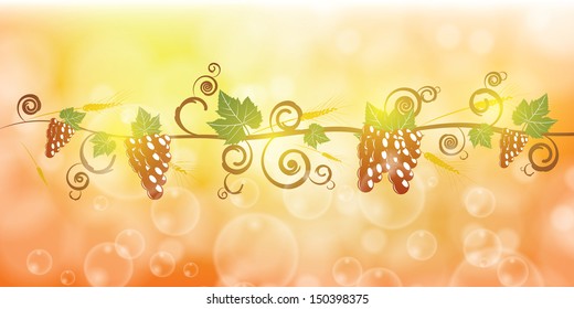 Ripe grape fruit and corn illustration 