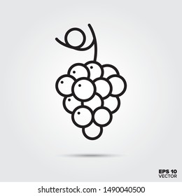 Ripe grapes outline style vector. Fall season and nature symbol. Fruit illustration.