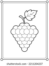 Uvas maduras adecuadas para la ilustración vectorial de la página de coloreado infantil