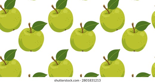 ripe green apple fruit seamless repeat pattern design