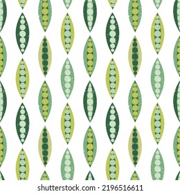 Ripe green peas pods, organic vegetables seamless pattern. Healthy vegetarian food, bio veggies. Natural organic harvest. Eco vegan products for restaurant menu, prints, textiles and fabric design.