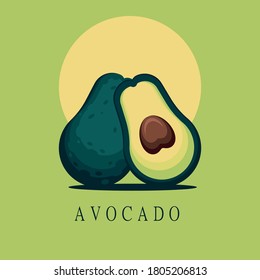 ripe green vector avocado front and back. symbol for icon