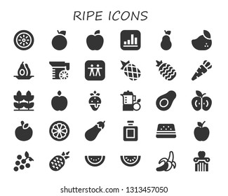 ripe icon set. 30 filled ripe icons.  Simple modern icons about  - Kiwi, Orange, Apple, Pear, Mango, Avocado, Juice, Pineapple, Carrot, Wheat, Strawberry, Mangosteen, Eggplant