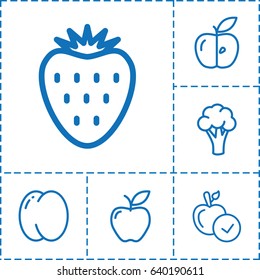Ripe icon. set of 6 ripe outline icons such as peach, cauliflower, apple