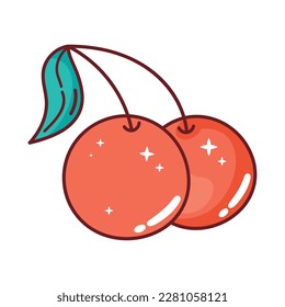Ripe juicy berries retro and nostalgic icon isolated