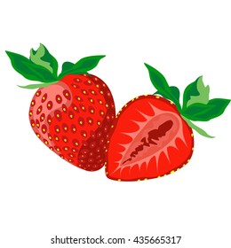 Ripe juicy berries of strawberry. Vector illustration.