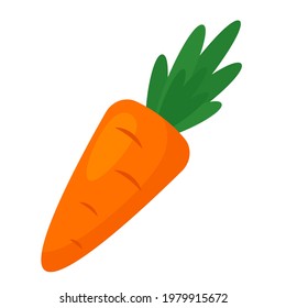 ripe juicy carrot in cartoon style. flat vector illustration isolated on white background