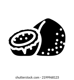 ripe juicy coconut glyph icon vector. ripe juicy coconut sign. isolated symbol illustration