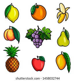 ripe juicy fruit. set of vector sketches on a white background