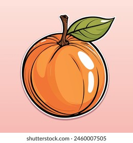 Ripe and juicy orange. Color vector illustration in cartoon style on soft pink background