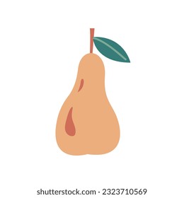 Ripe juicy pear, vector illustration fresh organic fruit on a white background