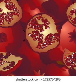 ripe juicy pomegranate seamless pattern