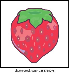Ripe juicy strawberries. Colorful simple flat cartoon style. Isolated vector illustration.