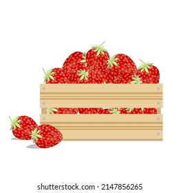 Ripe, juicy strawberry berry in a box, isolated on a white background.Vector illustration can be used in store designs, labels,textiles.