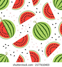 Ripe juicy watermelon seamless pattern