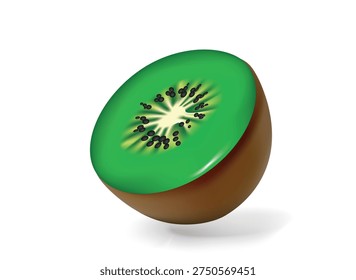 Ripe Kiwi Fruit isolated 3D vector icon render illustration