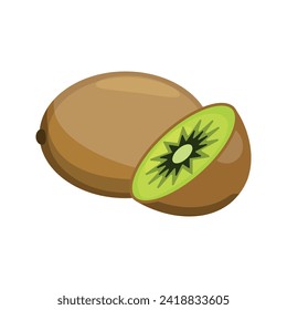 Kiwi maduro y un trozo de kiwi