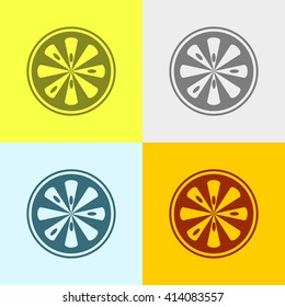 Ripe lemon Slice Icon on Four Different Backgrounds. Eps-10.
