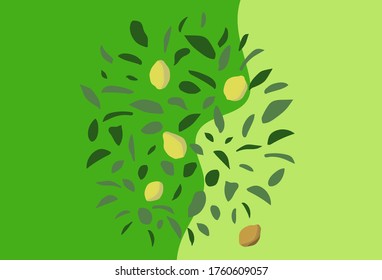 Ripe lemons with leaves on a bright background. Used for poster, banner, presentation. All objects are isolated. There is a place for text