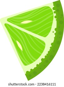 Ripe lime, healthy citrus fruit slice isolated on white, vector illustration. Fresh juicy food with organic vitamin, topical product half.