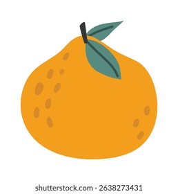 Ripe mandarin with green leaves, showcasing its vibrant color, textured skin, and promise of refreshing flavor, perfect for healthy eating and visual appeal