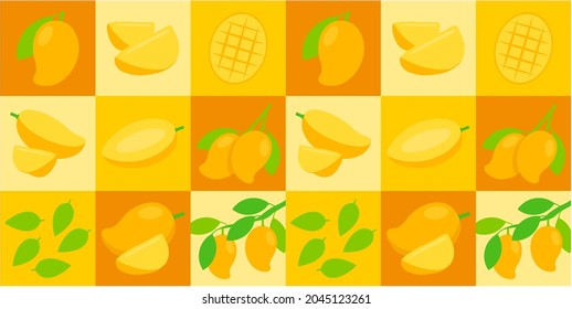 Ripe Mango abstract seamless geometric vector pattern for packaging design