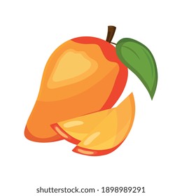 ripe mango delicious fresh fruit nature icon vector illustration design