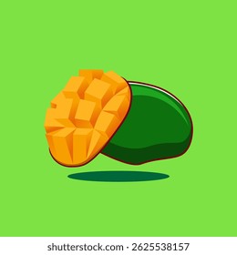 Ilustración de icono de dibujos animados de fruta de mango maduro