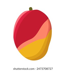 Ripe mango isolated on white background. Tropical fruit icon for farm market.