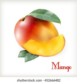 Ripe mango on the white