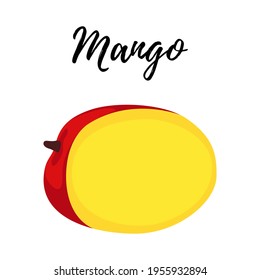Mango maduro. Plantilla para una postal, menú, banner, afiche. Ilustración vectorial sobre fondo blanco aislado.