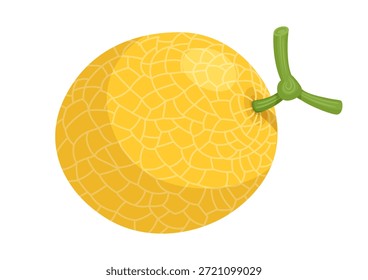 Reife Melone mit einer Zweig-Vektorgrafik. Saftige Sommerfrucht einzeln auf weißem Hintergrund.