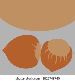 ripe nuts on a colored background