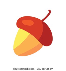 Bolota madura de carvalho. Avelã com tampa. Simples ilustração aconchegante de cor. Vetor desenhado à mão desenho animado isolado no fundo branco