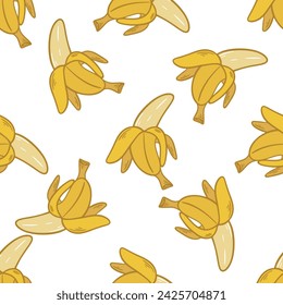 Ripe opened bananas seamless pattern
