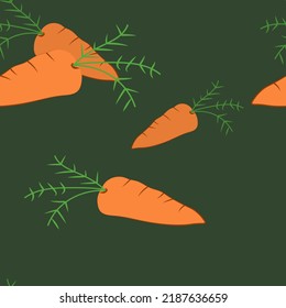 ripe orange carrots on a dark background.seamless vector pattern high quality.for your design,scrapbooking,wrapping,wallpaper,textiles