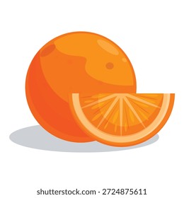 Fruta de naranja madura y una rodaja que muestra su pulpa jugosa, que encarna la frescura y la vitamina C